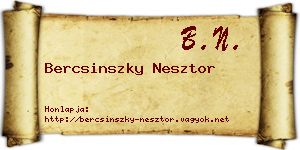 Bercsinszky Nesztor névjegykártya
